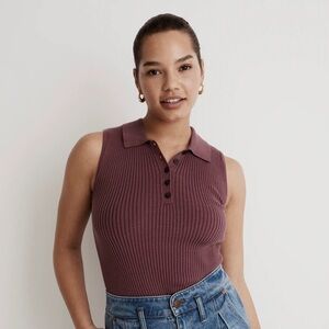 Madewell Owen Polo Sweater Tank in “Pressed Grape”